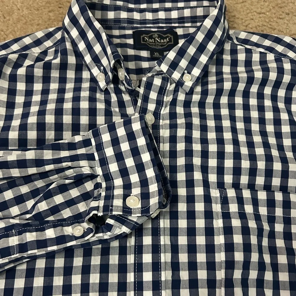 Nat Nast Men’s XL Checkered Long Sleeve Button Up Shirt - Picture 6 of 7